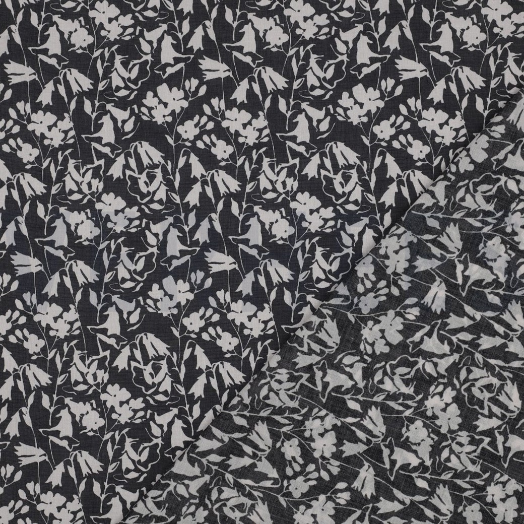 COTTON VOILE FLOWERS BLACK #4