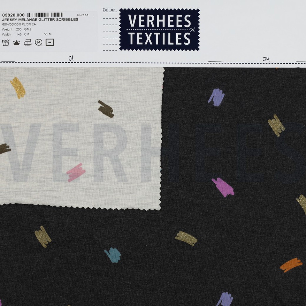 JERSEY MELANGE GLITTER SCRIBBLES ECRU #4