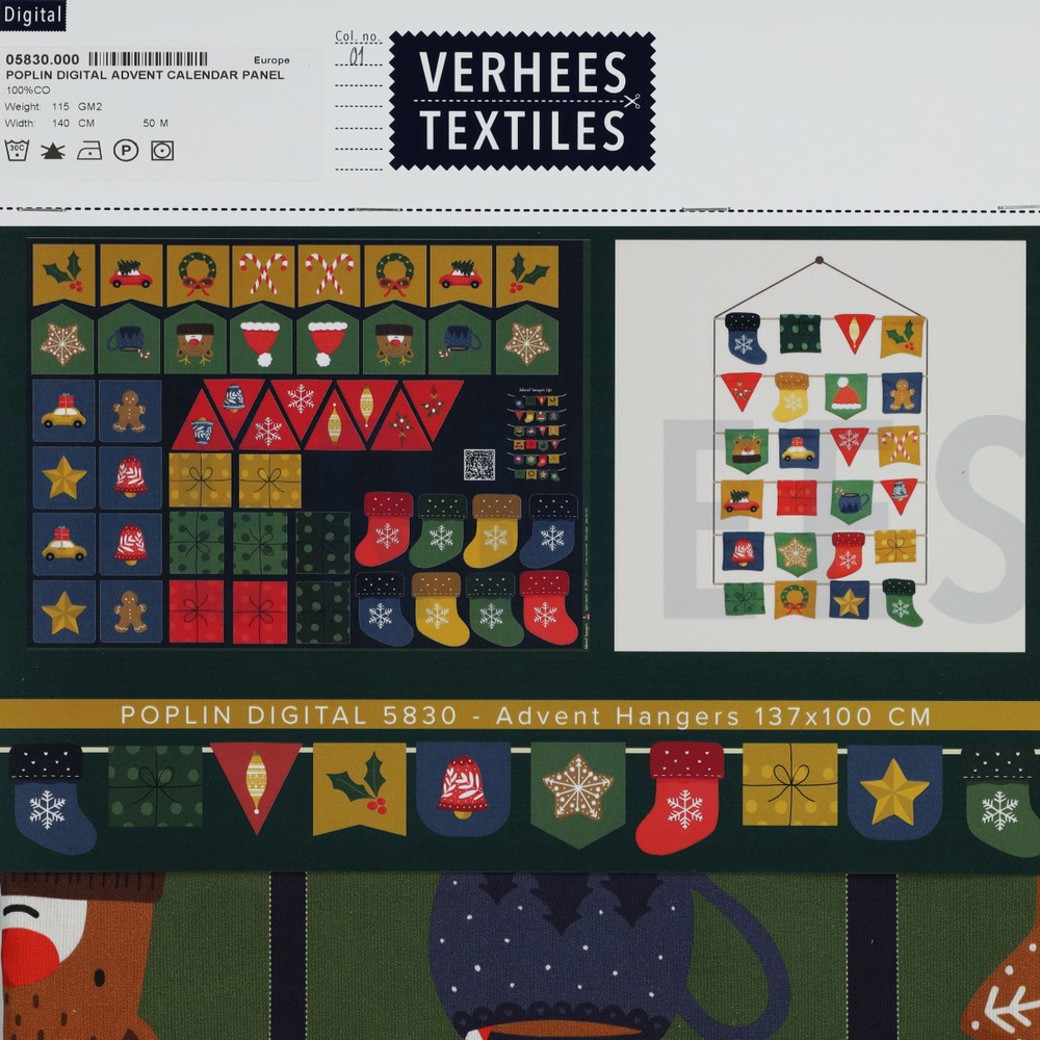 POPLIN DIGITAL ADVENT CALENDAR PANEL NAVY #4