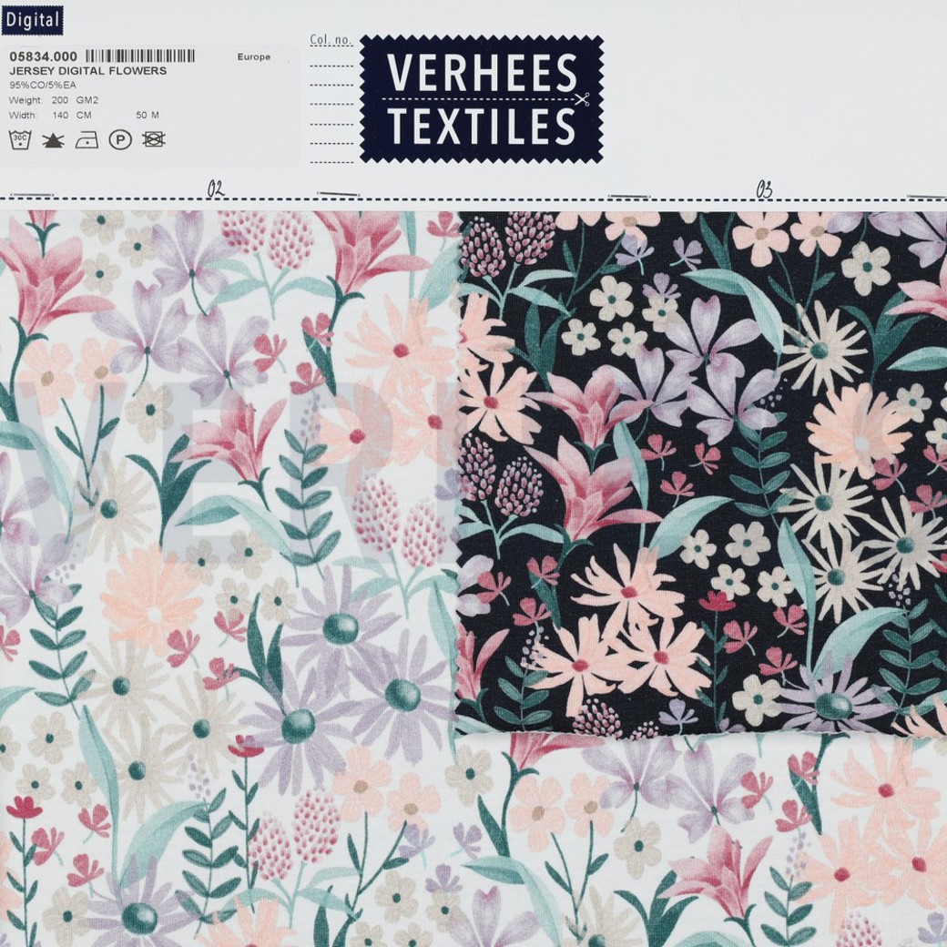 JERSEY DIGITAL FLOWERS NAVY #4