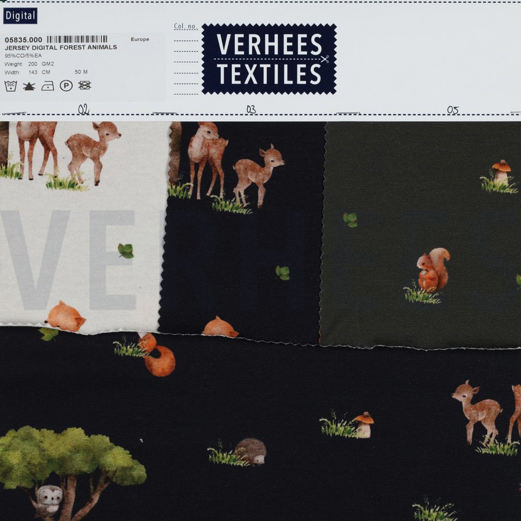 JERSEY DIGITAL FOREST ANIMALS ARMY GREEN #4