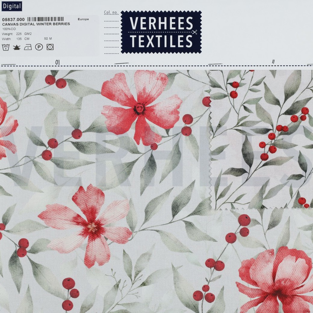 CANVAS DIGITAL WINTER BERRIES LINEN LOOK #4