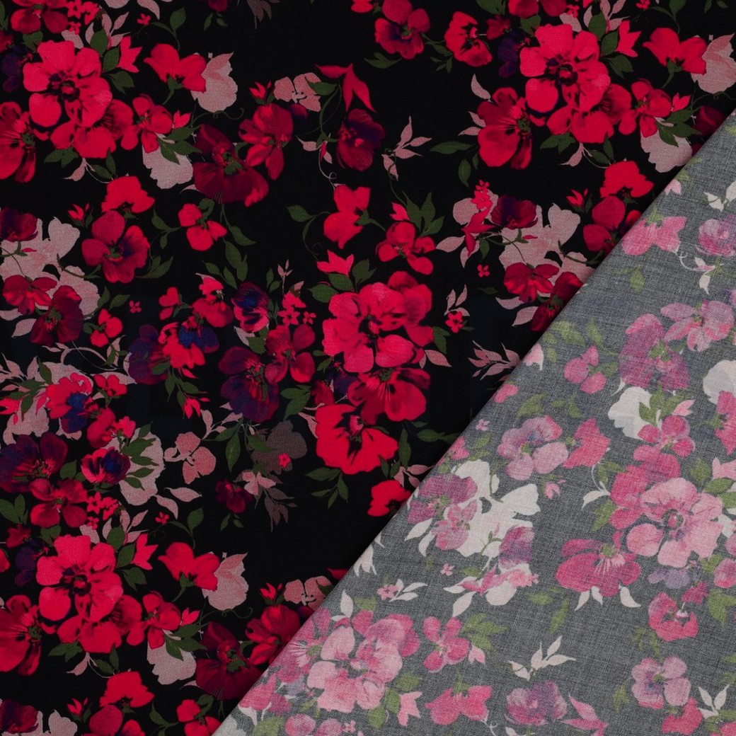LENZING™ ECOVERO™ DIGITAL FLOWERS BLACK #4