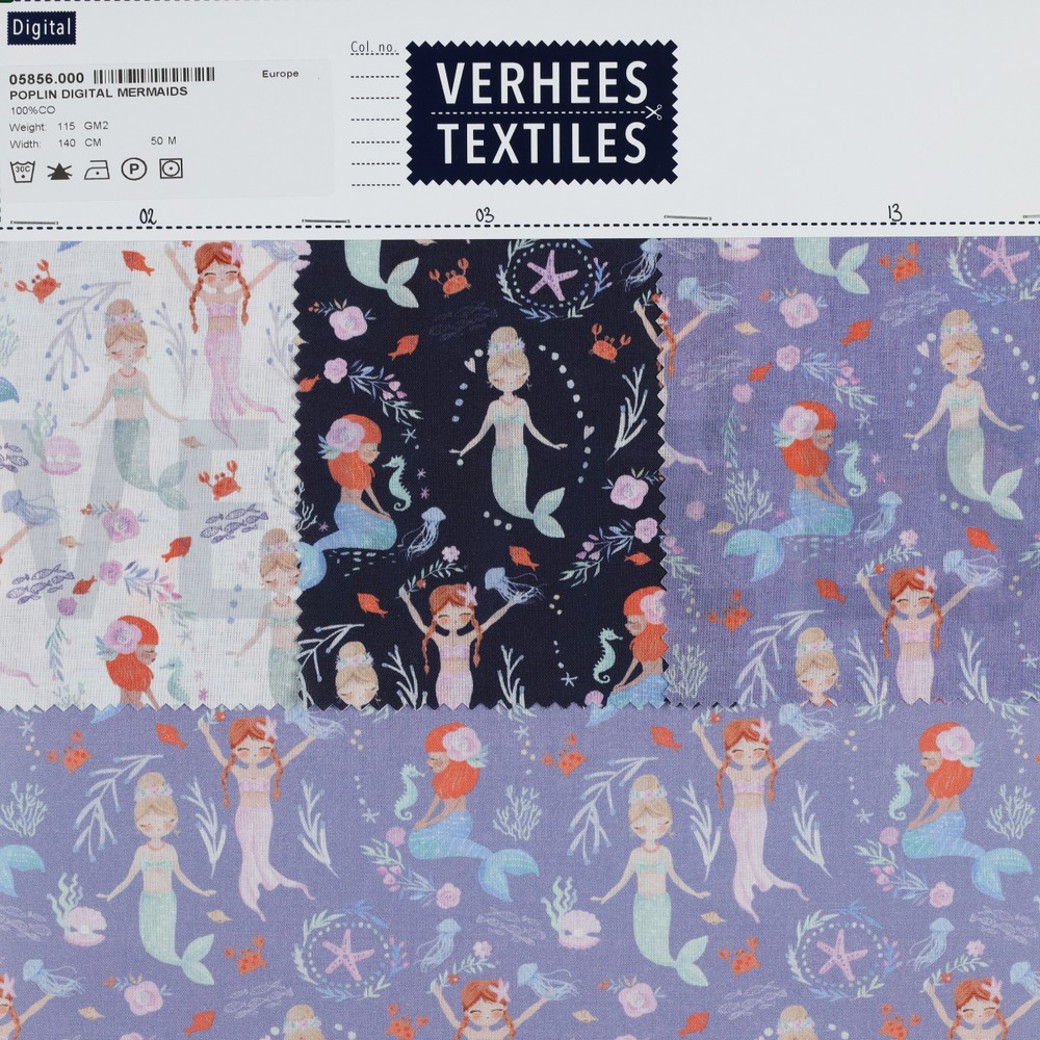 POPLIN DIGITAL MERMAIDS NAVY #4