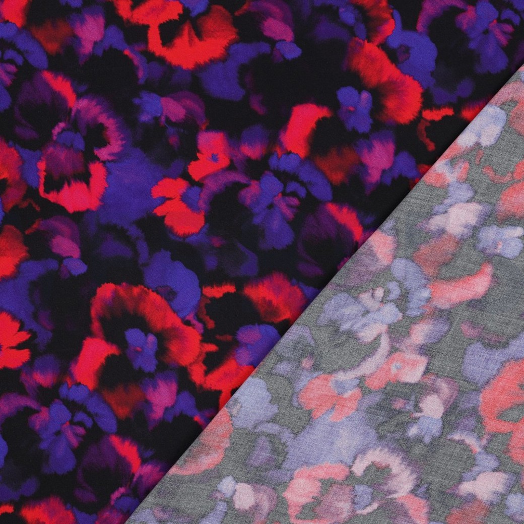 LENZING™ ECOVERO™ DIGITAL FLOWERS PURPLE #4