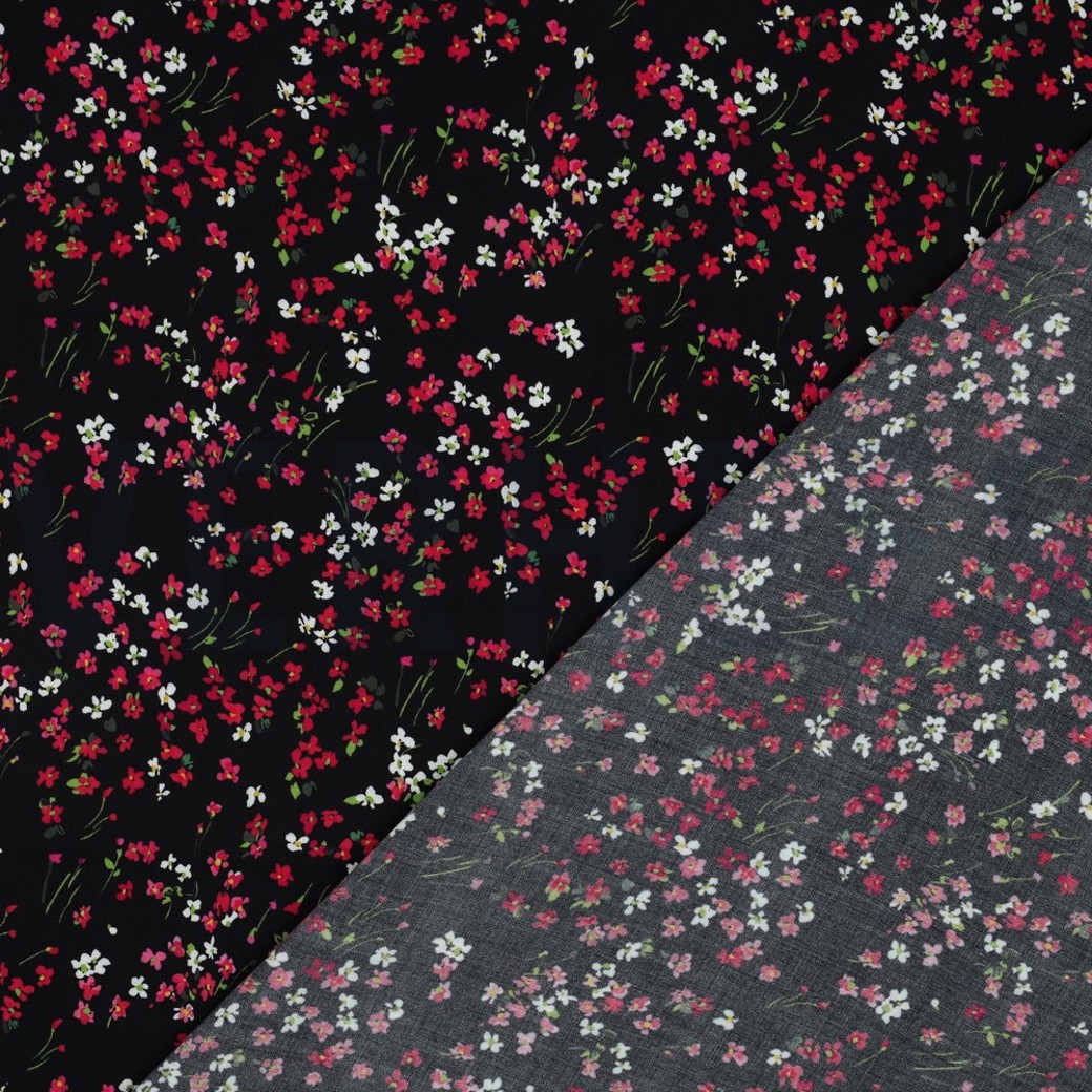 LENZING™ ECOVERO™ DIGITAL FLOWERS BLACK #4
