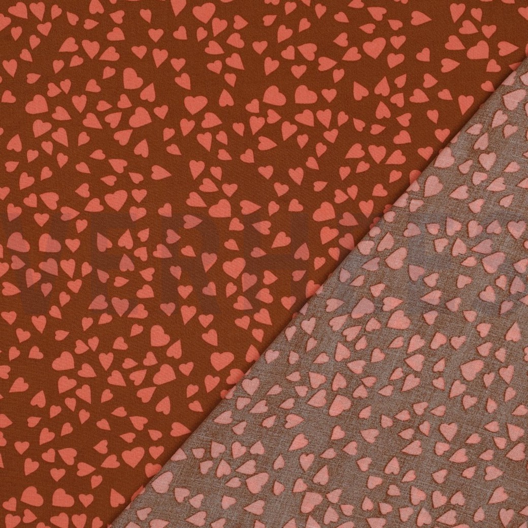 LENZING™ ECOVERO™ HEARTS BROWN #4