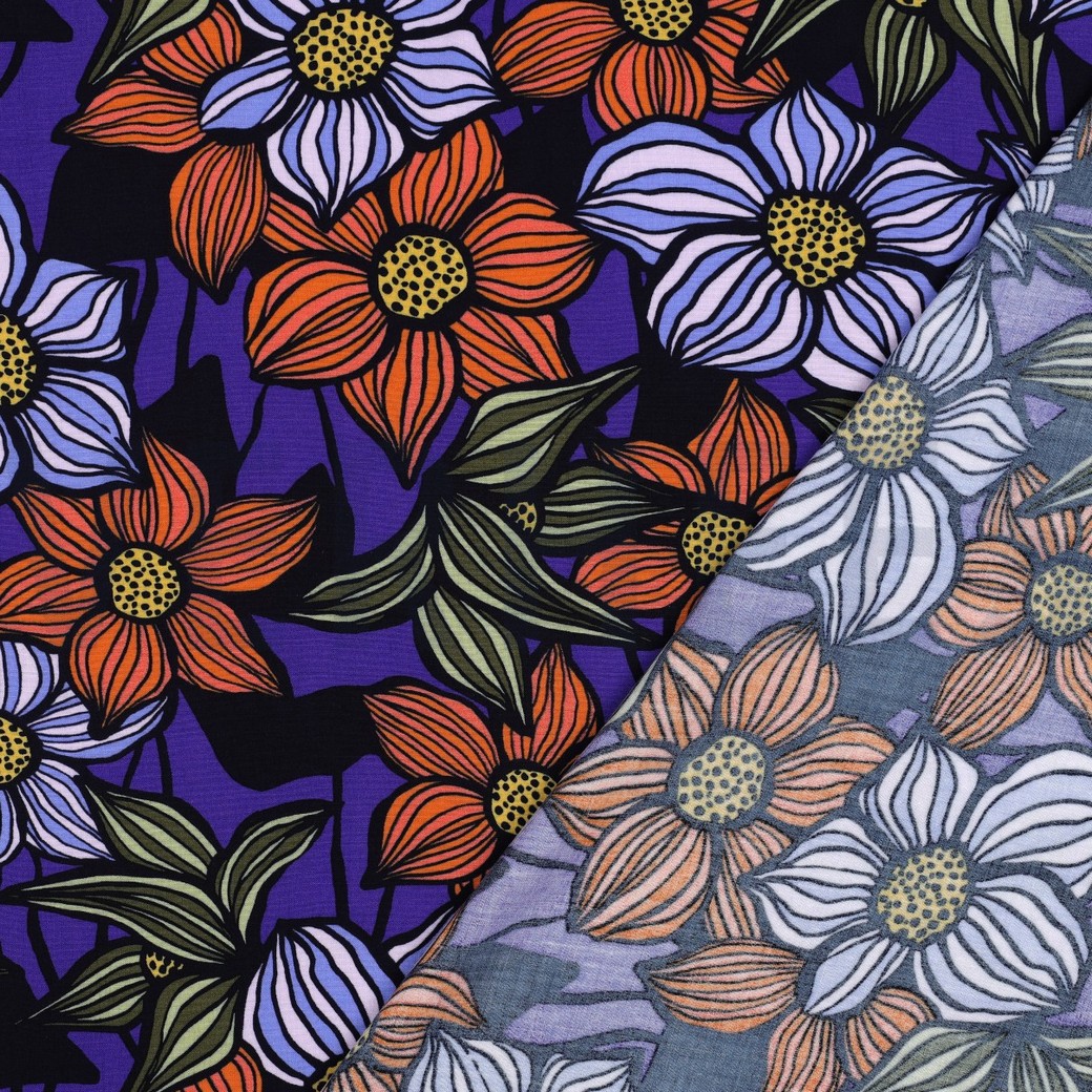 LENZING™ ECOVERO™ FLOWERS COBALT #4