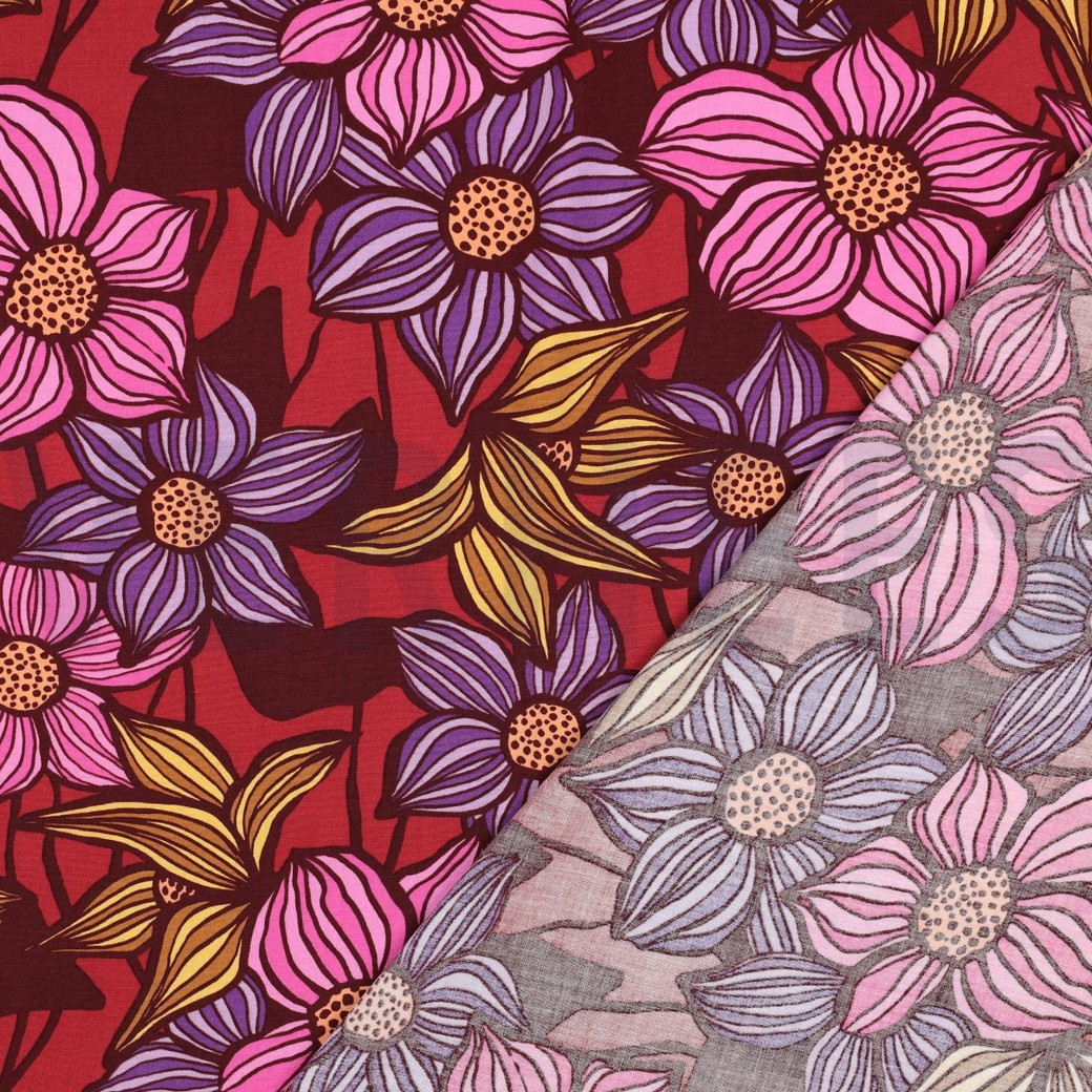 LENZING™ ECOVERO™ FLOWERS BORDEAUX #4