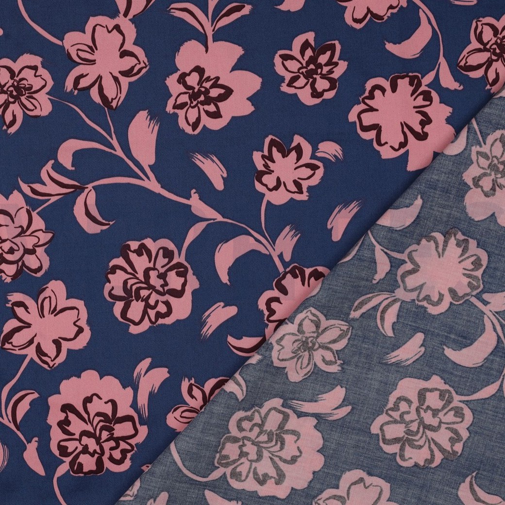 COTTON SATIN FLOWERS BLUE #4
