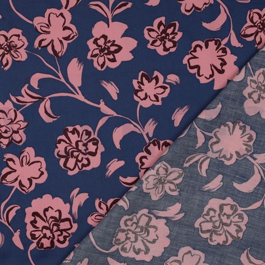 COTTON SATIN FLOWERS BLUE #7