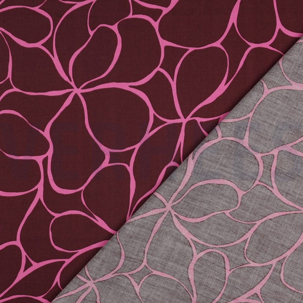 COTTON SATIN FLOWERS BORDEAUX #4