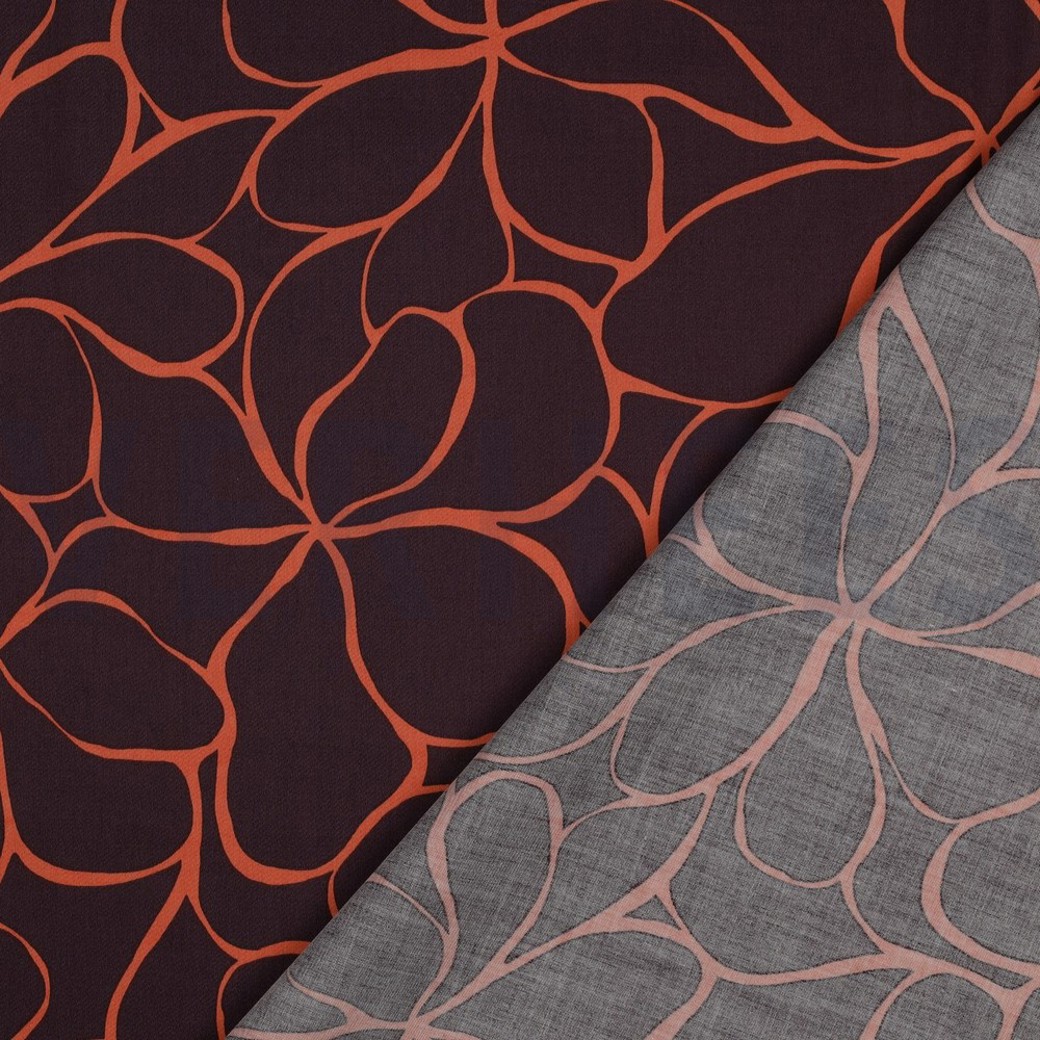 COTTON SATIN FLOWERS DARK BROWN #4