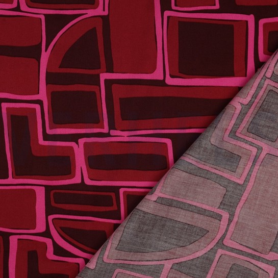 COTTON SATIN GEOMETRIC BORDEAUX #7