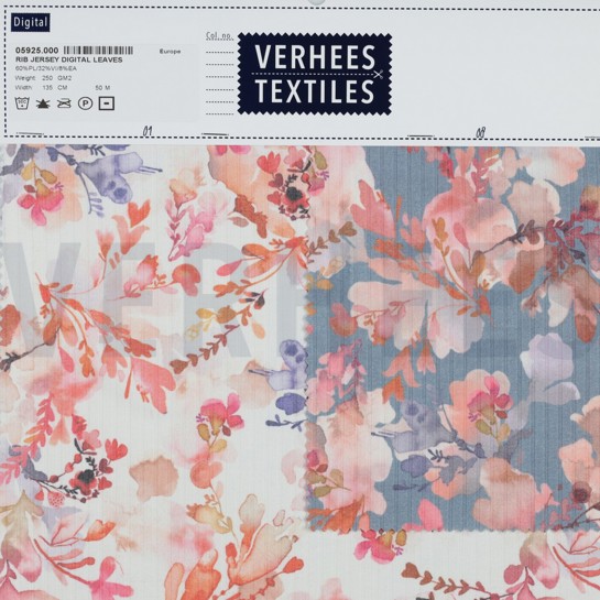 RIPPJERSEY DIGITAL BLÄTTER SCHATTENBLAU #7