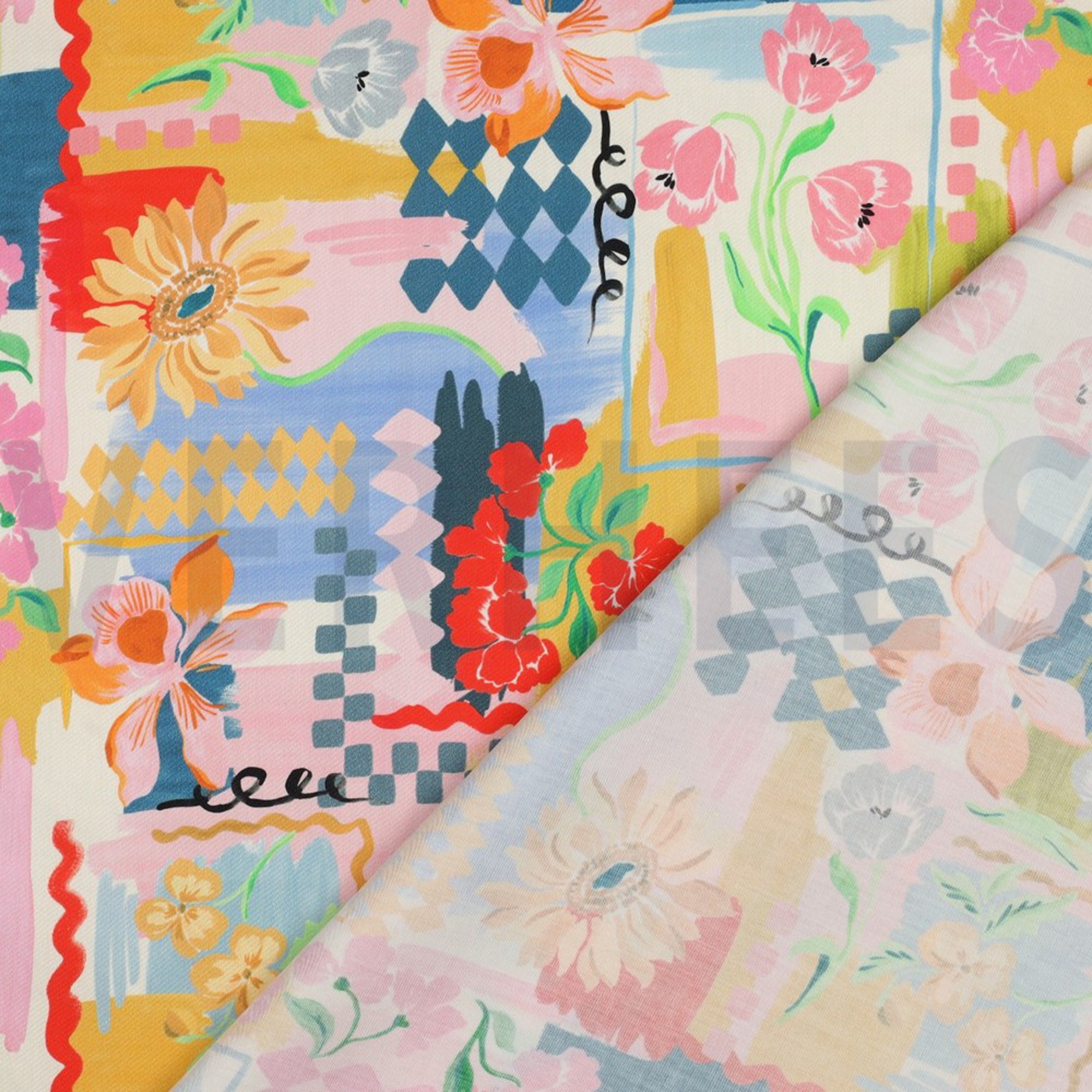 COTTON SATIN DIGITAL PATCHWORK YELLOW (high resolution) #4