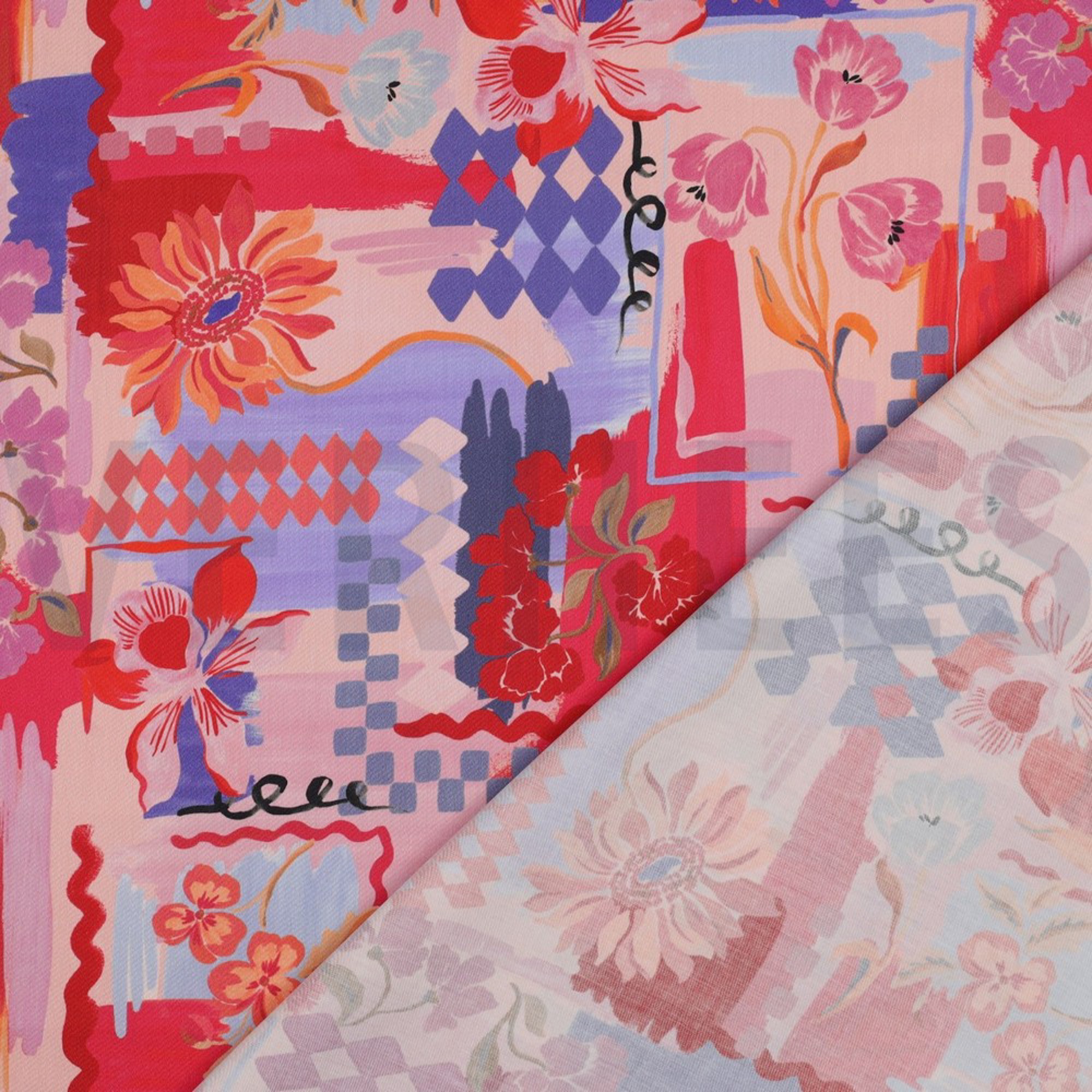 COTTON SATIN DIGITAL PATCHWORK RED (high resolution) #4