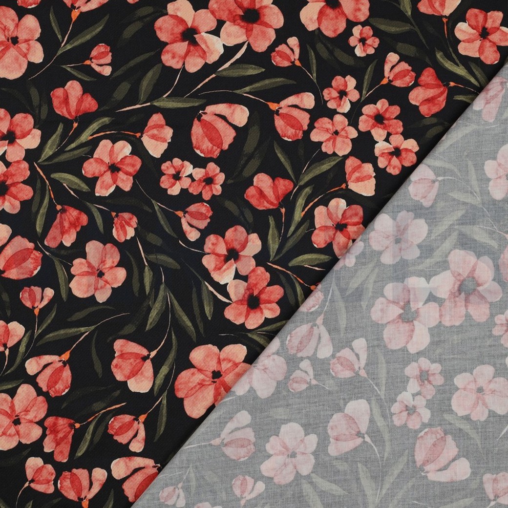 COTTON SATIN DIGITAL FLOWERS RED #4