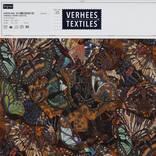 FRENCH TERRY DIGITAL BUTTERFLIES DARK GREY #7