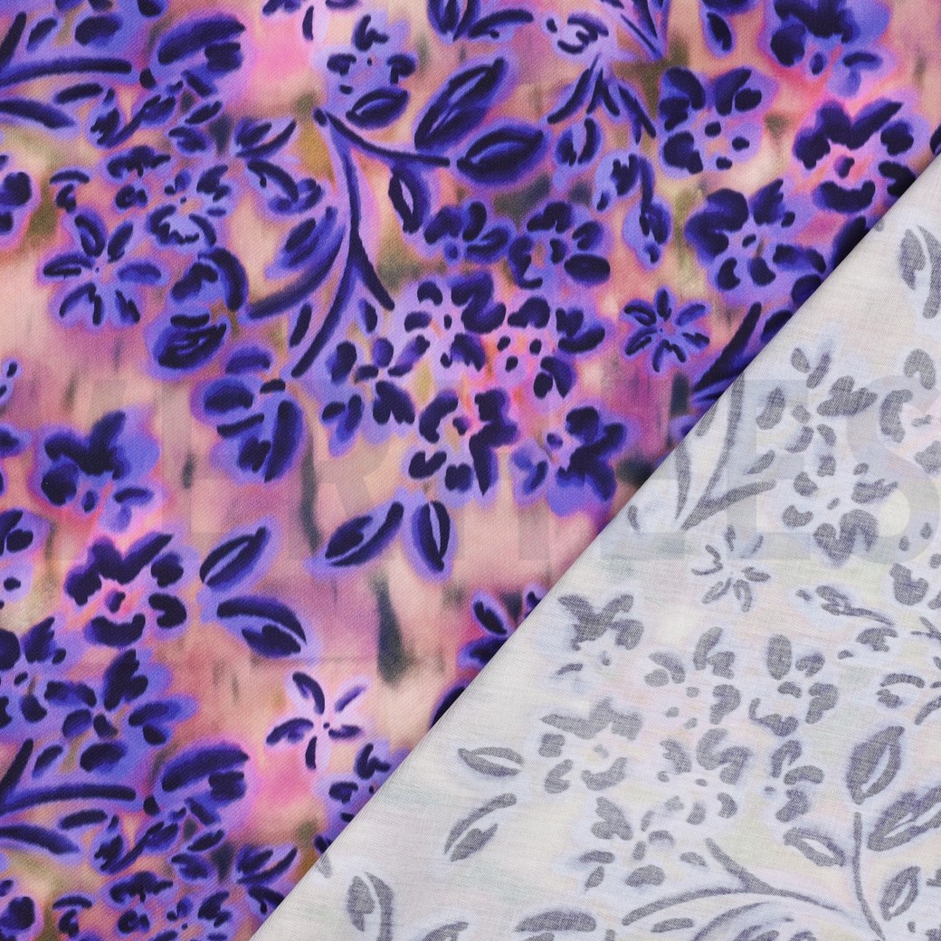 COTTON SATIN DIGITAL FLOWERS PURPLE #4