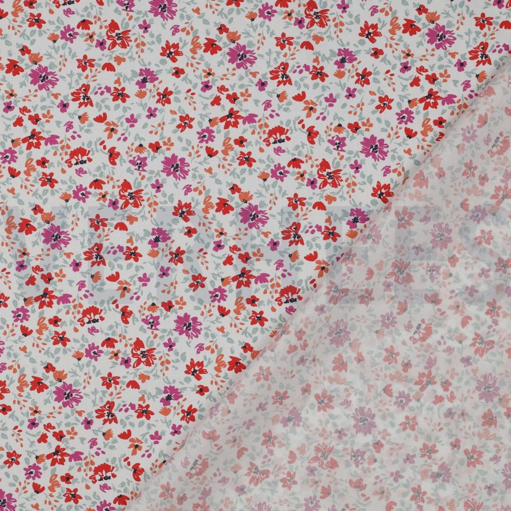 FINE POPLIN FLOWERS WHITE #4