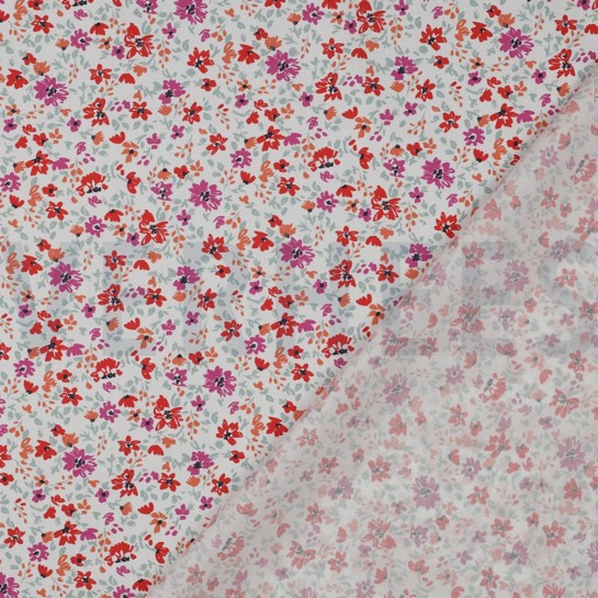 FINE POPLIN FLOWERS WHITE #7