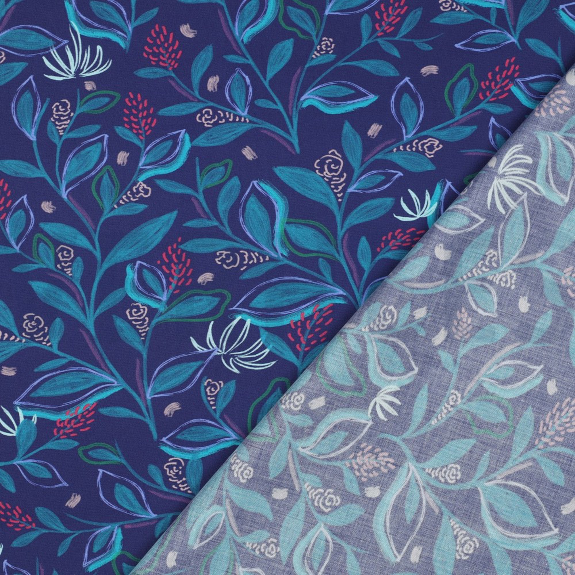 FINE POPLIN DIGITAL LEAVES COBALT (high resolution) #4