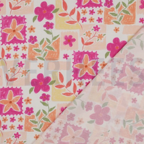 FINE POPLIN DIGITAL FLOWERS FUCHSIA #7