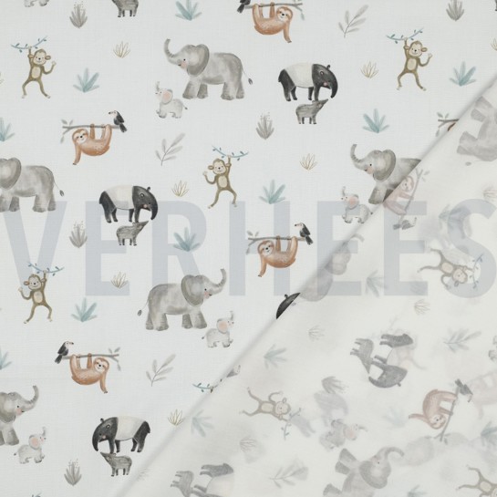 FINE POPLIN DIGITAL SAFARI ANIMALS OFFWHITE #7
