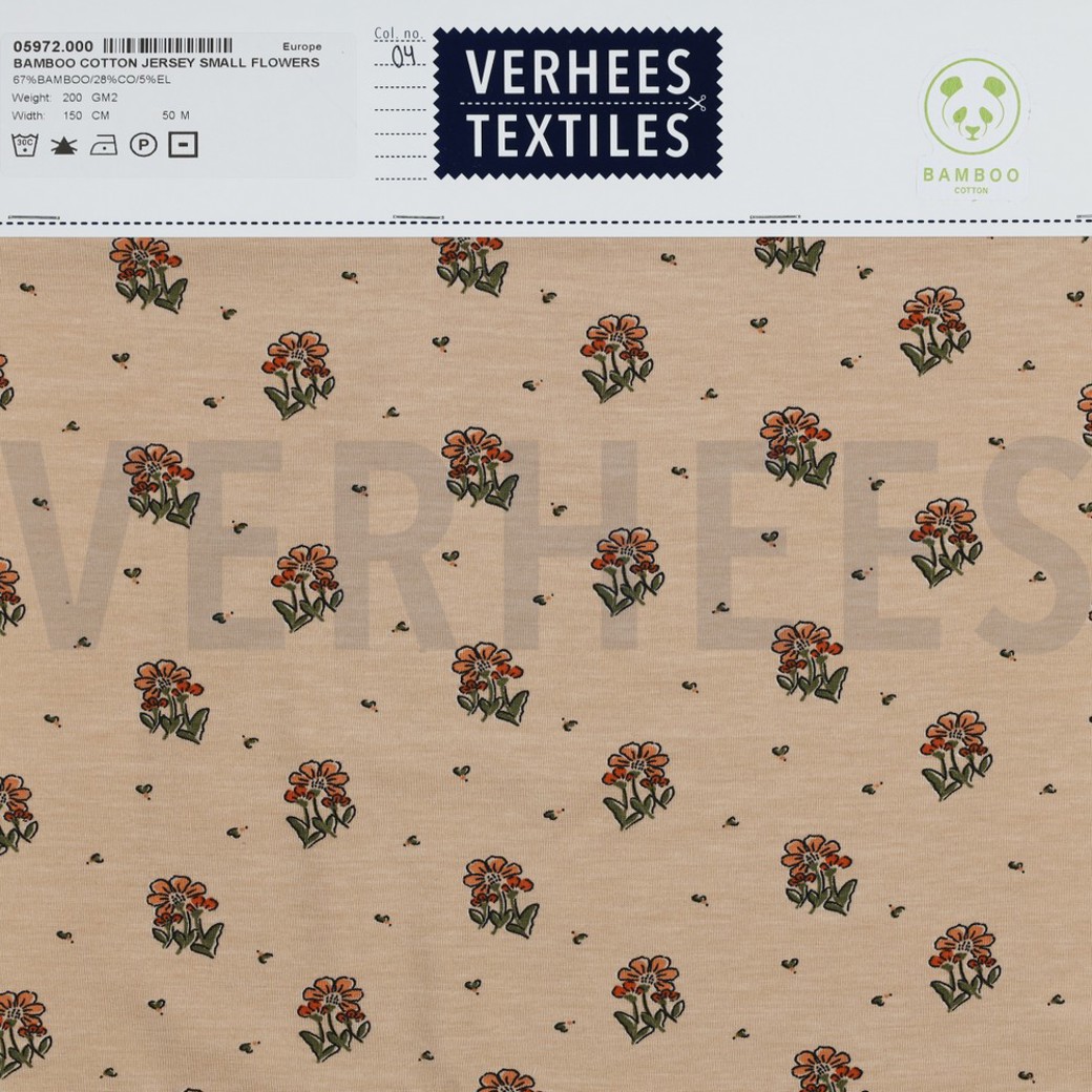 BAMBOO COTTON JERSEY SMALL FLOWERS SAND #4