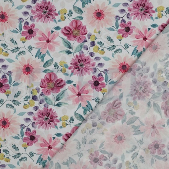 FINE POPLIN DIGITAL FLOWERS MAUVE #7