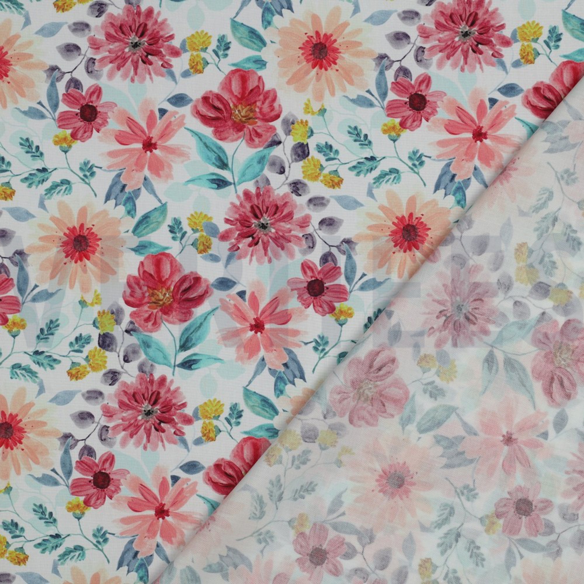 FINE POPLIN DIGITAL FLOWERS RED (high resolution) #4