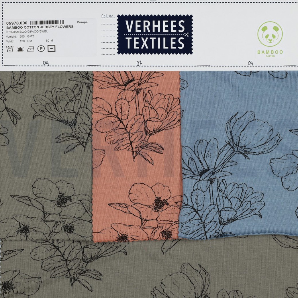 BAMBOO COTTON JERSEY FLOWERS JEANS #4