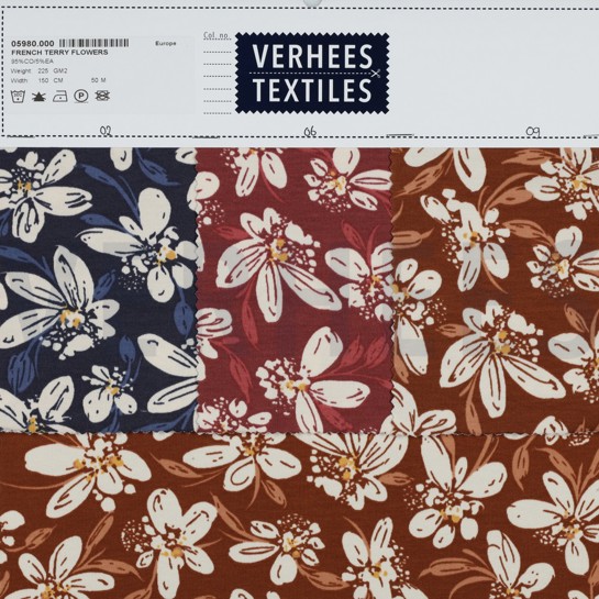 FRENCH TERRY FLOWERS NAVY #7