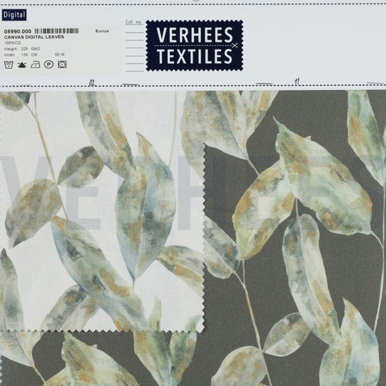 CANVAS DIGITAL BLÄTTER GEBROCHEN WEISS #7