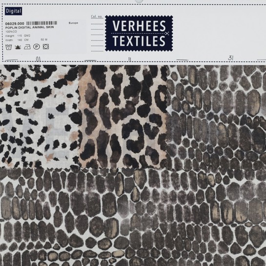 BAUMWOLLE POPELINE DIGITAL TIERHAUT BRAUN #7