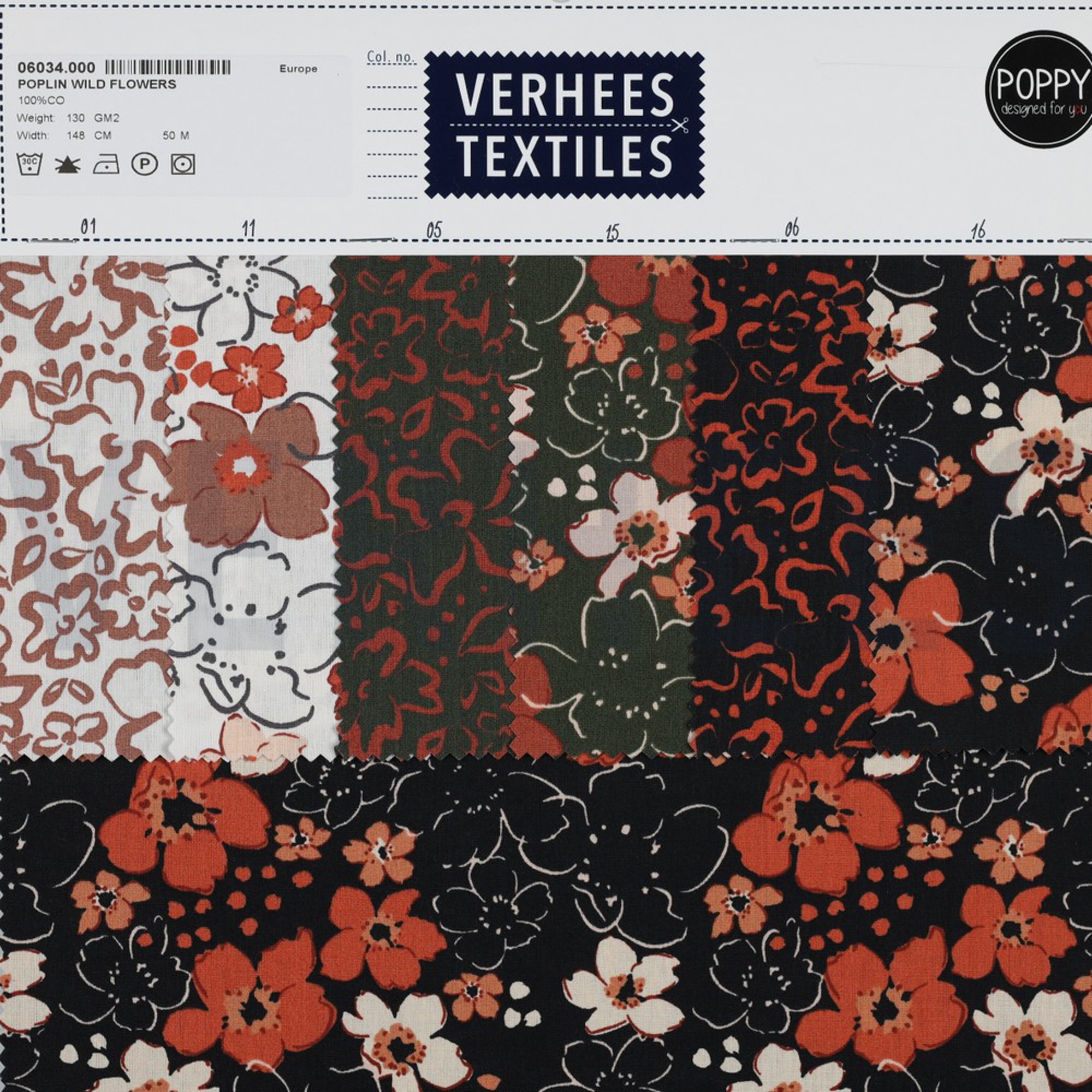 POPLIN WILD FLOWERS ARMY GREEN (high resolution) #4