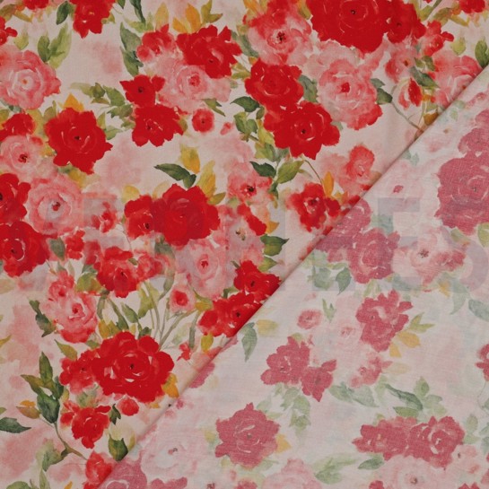 VISCOSE RADIANCE DIGITAL FLOWERS RED #7