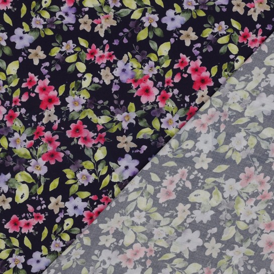 VISCOSE RADIANCE DIGITAL FLOWERS NAVY #7