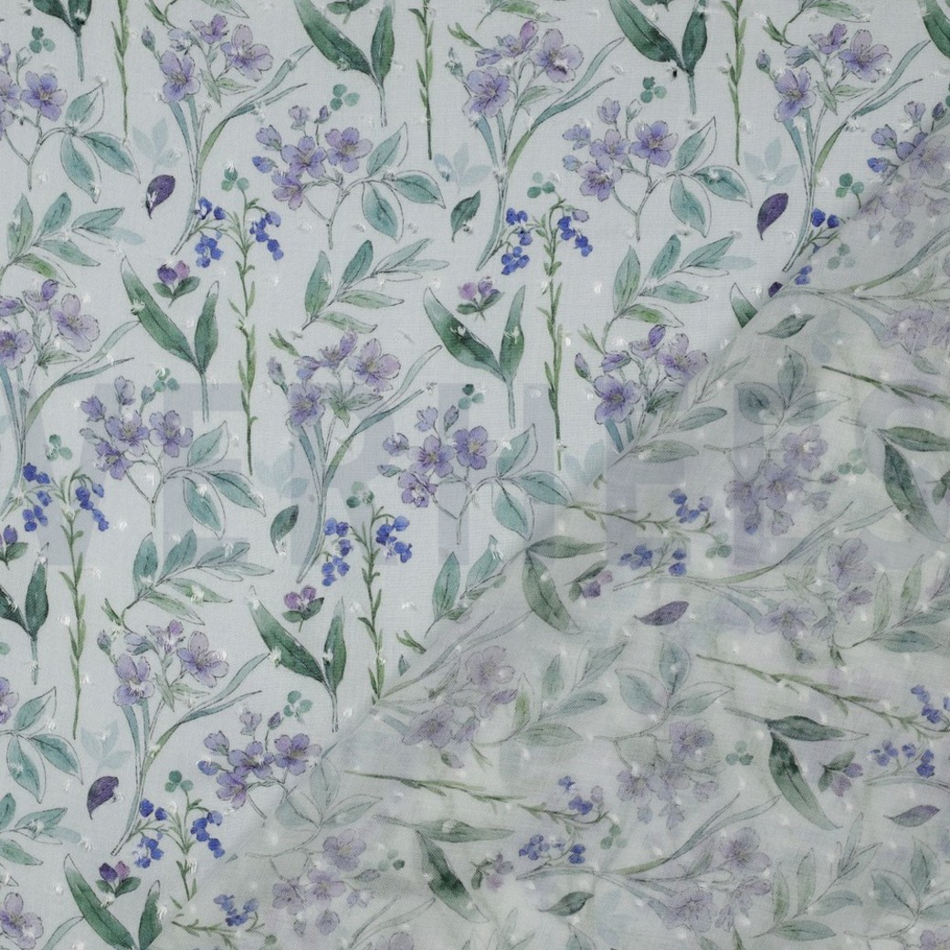 VISCOSE DOBBY DIGITAL FLOWERS WHITE #4