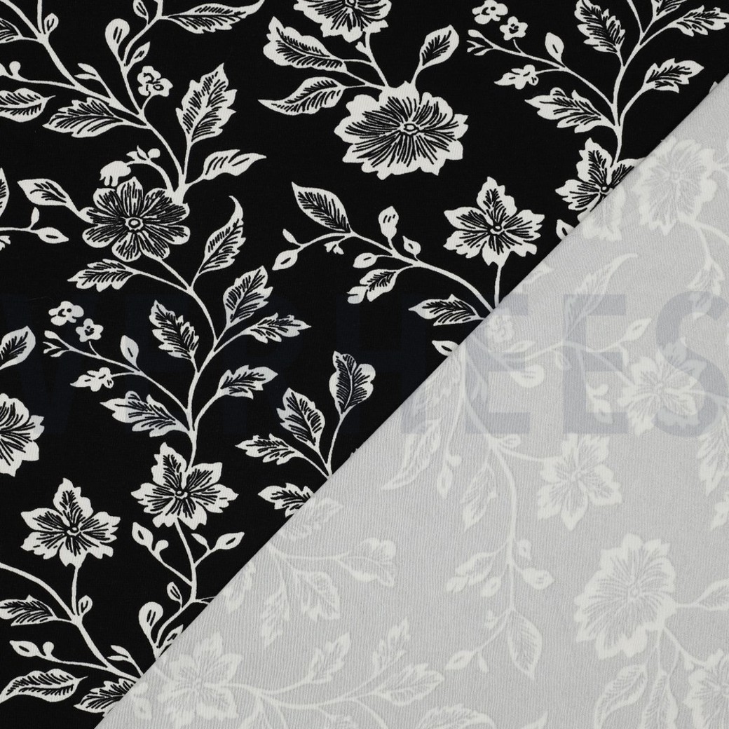 VISCOSE JERSEY FLOWERS BLACK #4
