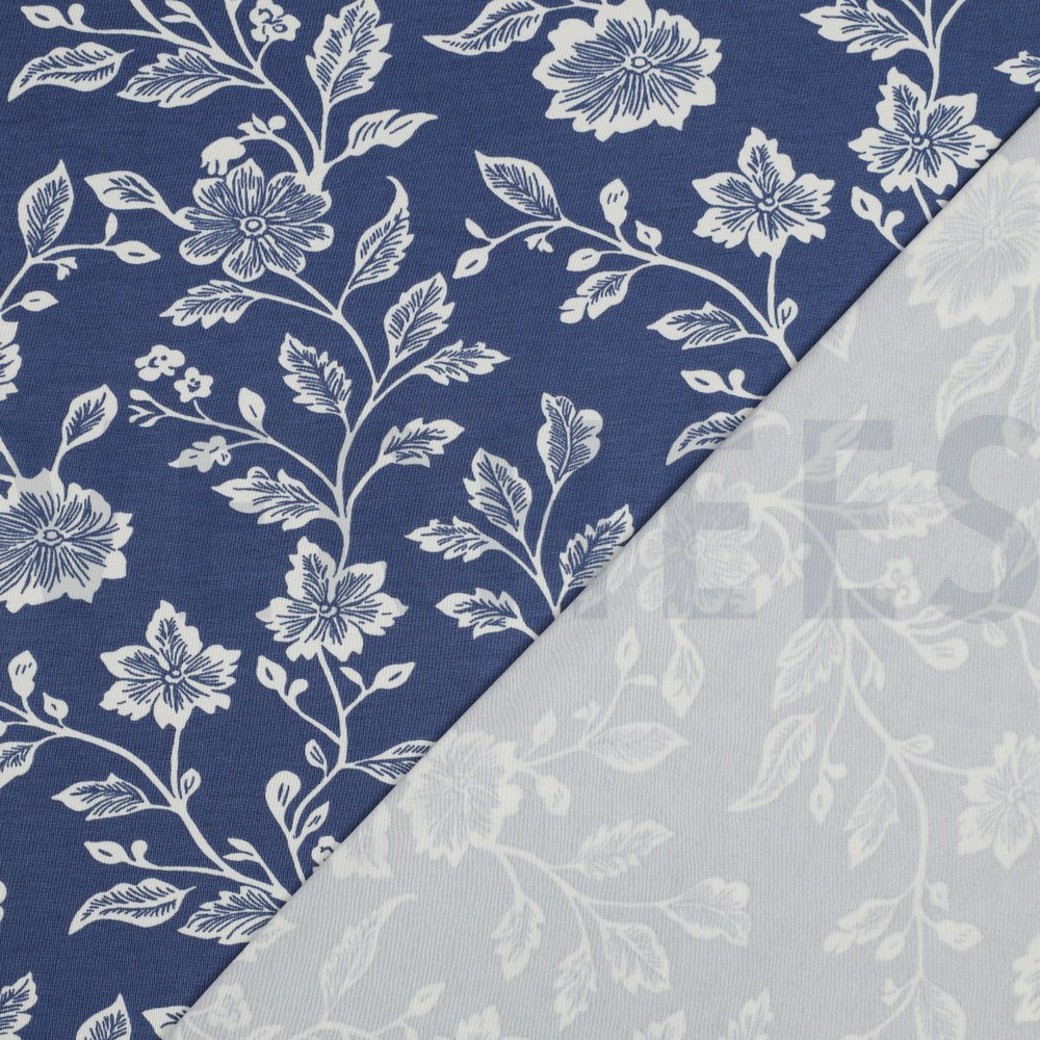VISCOSE JERSEY FLOWERS BLUE #4