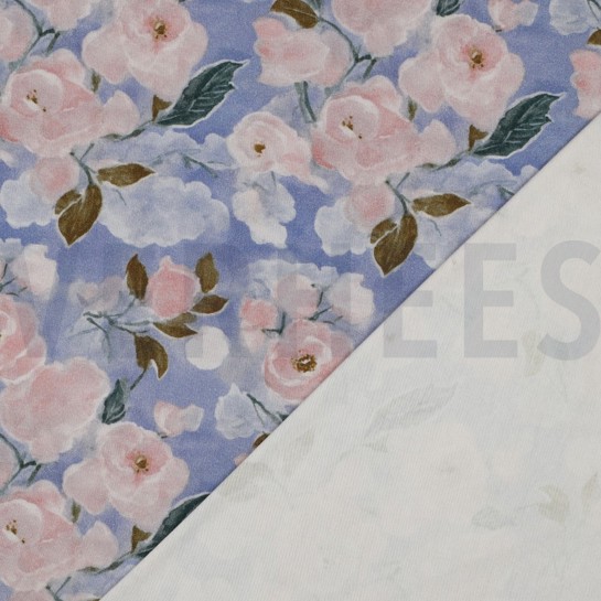 VISCOSE JERSEY DIGITAL FLOWERS LIGHT BLUE #7