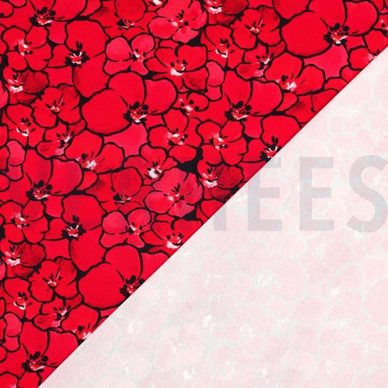 VISCOSE JERSEY DIGITAL FLOWERS RED #7