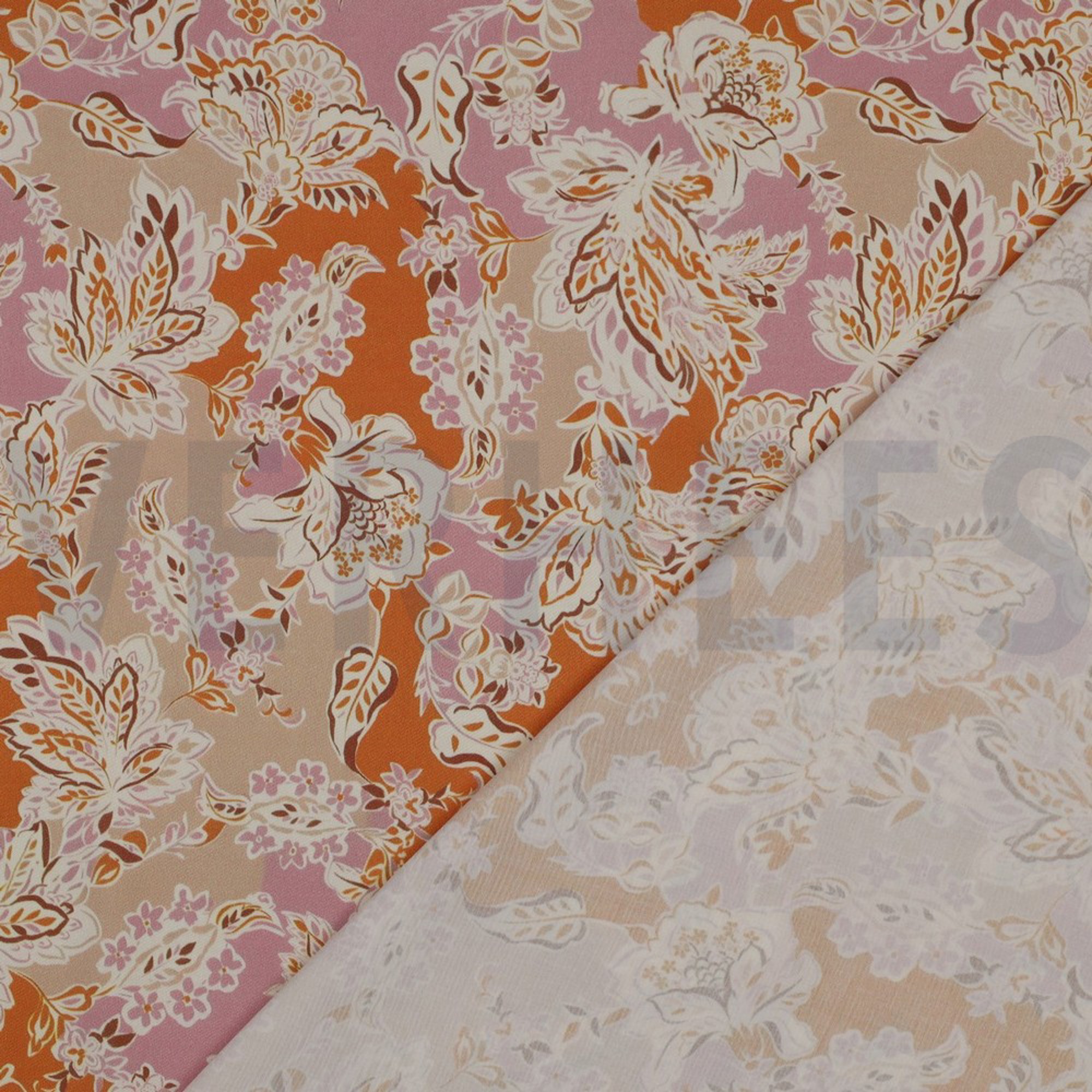 VISCOSE SATIN DIGITAL FLOWERS ORANGE (high resolution) #4