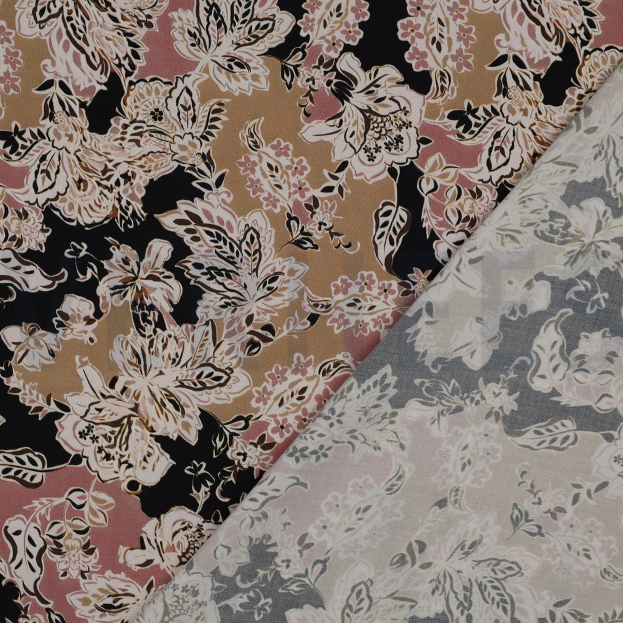 VISCOSE SATIN DIGITAL FLOWERS BLACK (high resolution) #4