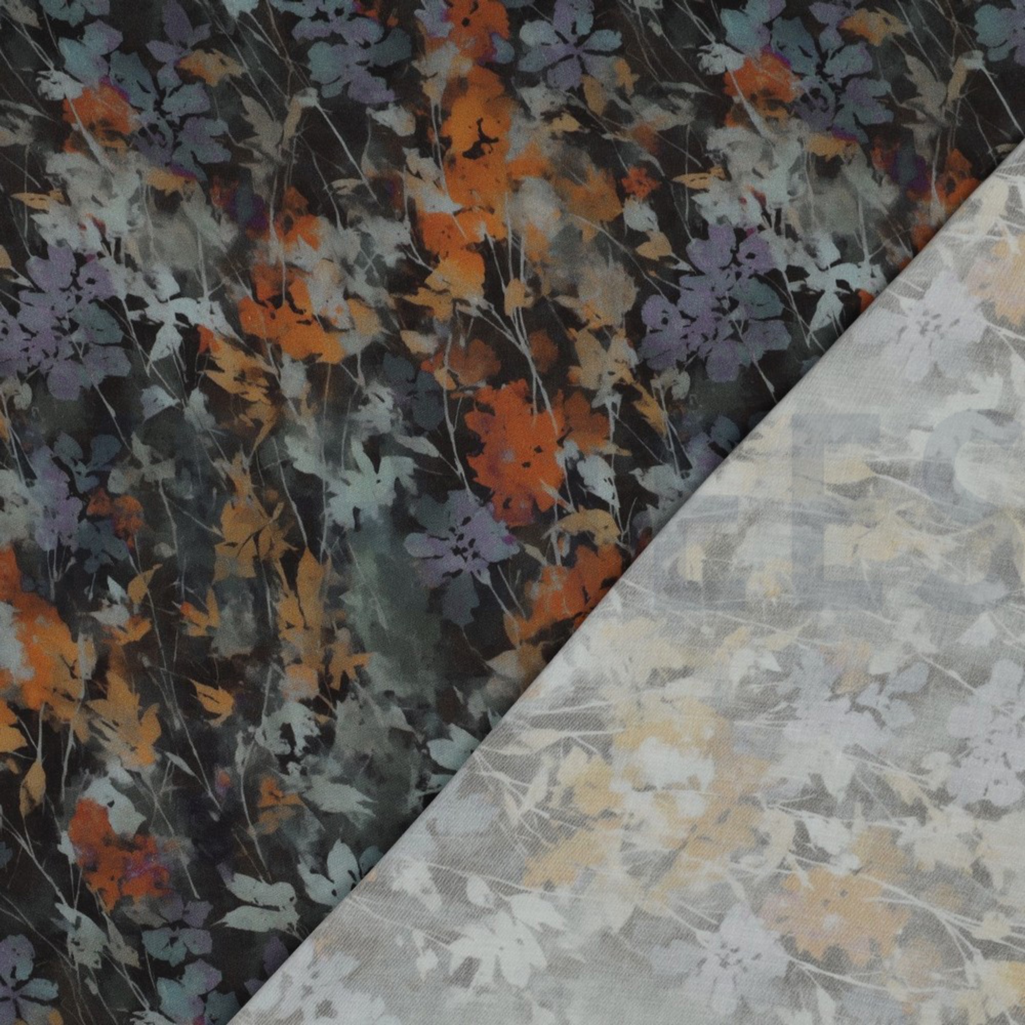 VISCOSE SATIN DIGITAL FLOWERS BLACK (high resolution) #4