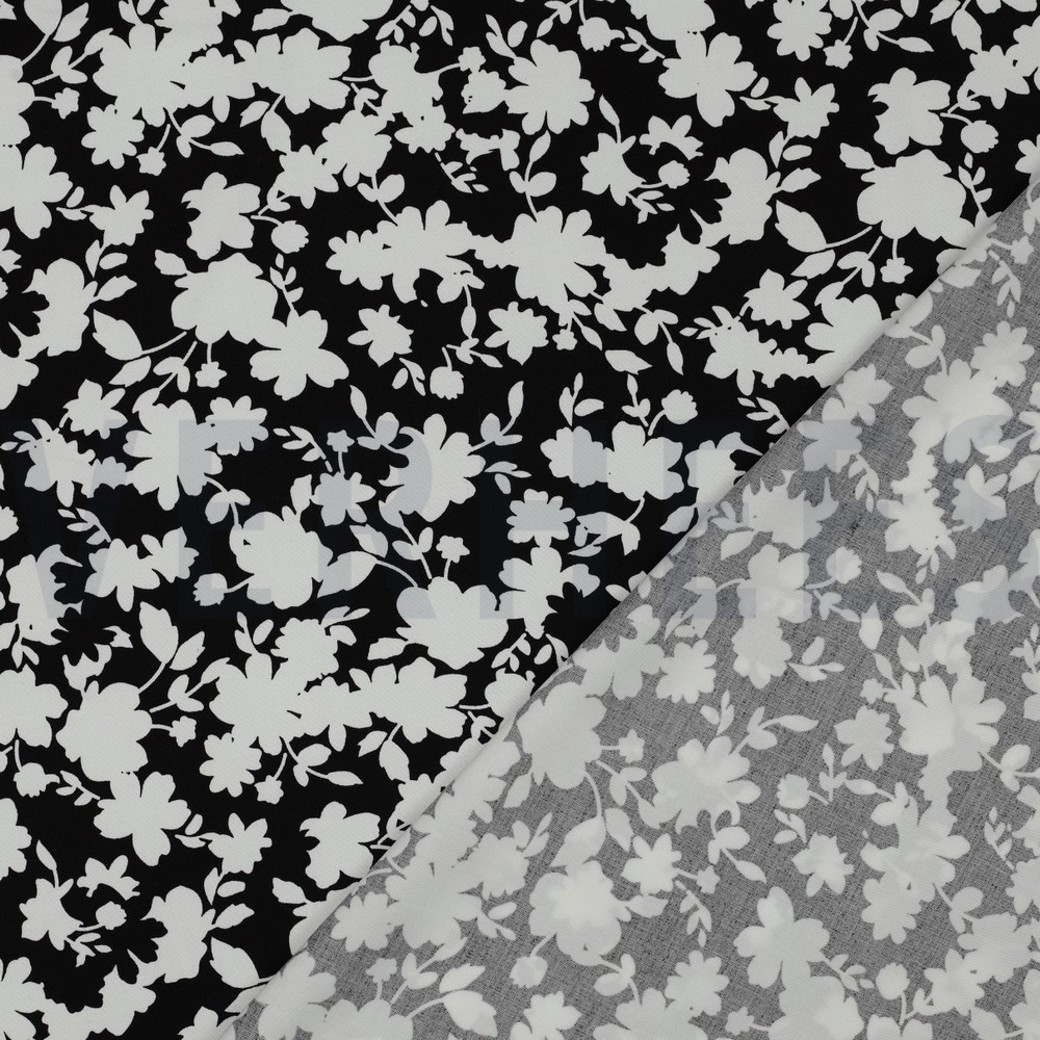 VISCOSE STRETCH FLOWERS BLACK #4