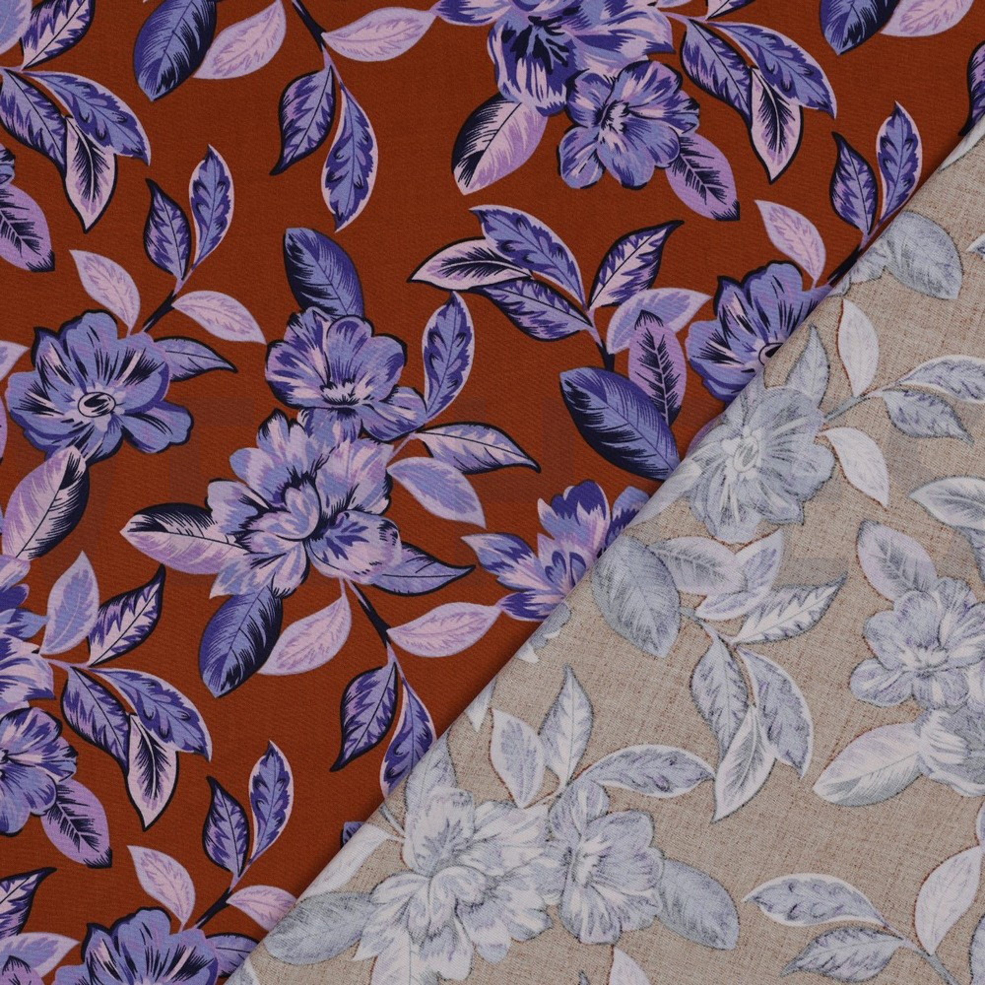 VISCOSE STRETCH FLOWERS BROWN (high resolution) #4