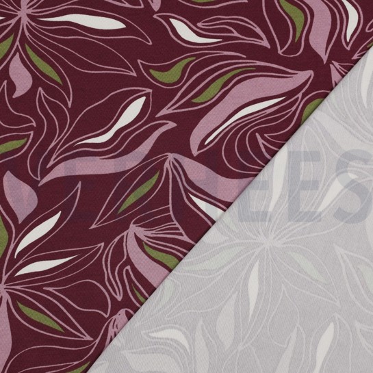 VISCOSE JERSEY FLOWERS DARK MAUVE #7